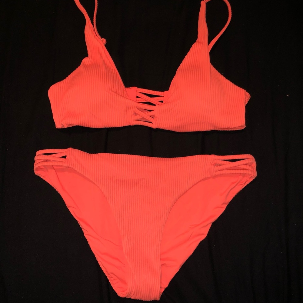TiniBikini neon orange 2 piece swimsuit Medium
